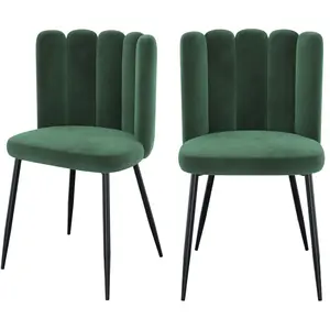 RENDEZ VOUS DECO Chaise Rosy en velours vert (lot de 2) pas cher