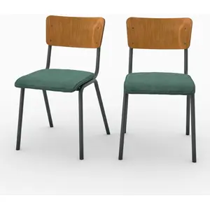 RENDEZ VOUS DECO Chaise en bois foncé et velours vert (lot de 2) - Nico TU