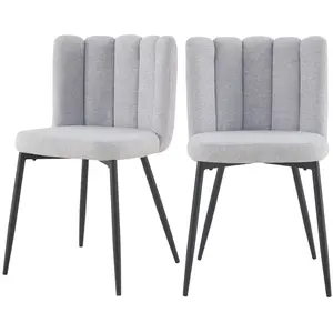 RENDEZ VOUS DECO Chaise en tissu gris et pieds en métal noir (lot de 2) - Rosy TU pas cher