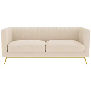 Canapé 2 places en velours beige - Gatsby - Rendez-Vous Déco pas cher