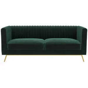 Rendez-vous Déco - Canapé 2 places en velours vert foncé - gatsby