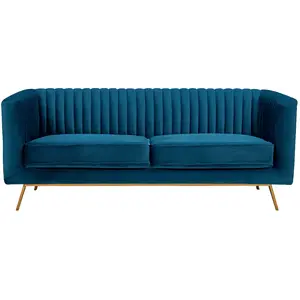 Canapé 2 places en velours bleu foncé - Gatsby - Rendez-Vous Déco pas cher