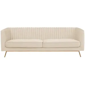 RENDEZ VOUS DECO Canapé Gatsby 3 places en velours beige pas cher
