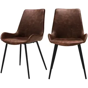 RENDEZ VOUS DECO Chaise en cuir synthétique marron (lot de 2) - Austin TU pas cher