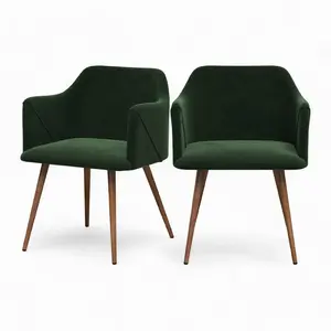 RENDEZ VOUS DECO Chaise avec accoudoirs en velours vert foncé (lot de 2) - Daisy TU pas cher