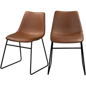 RENDEZ VOUS DECO Chaise en cuir synthétique marron (lot de 2) - Gaspard TU pas cher