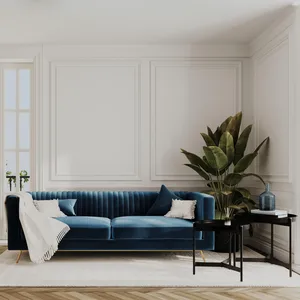 Rendez-Vous Déco Canapé 3 places en velours bleu foncé pas cher