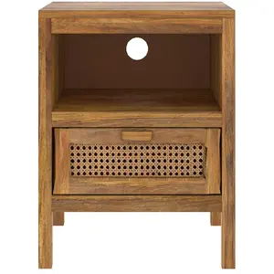 RENDEZ VOUS DECO Table de chevet en cannage et bois, 1 tiroir et 1 niche - Tiki TU pas cher