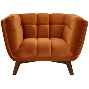 Rendez-vous Déco - Fauteuil en velours orange curcuma - mona