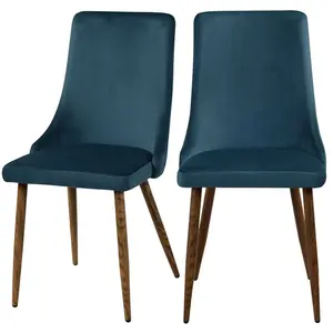 Rendez-vous Déco - Chaise en velours bleu (lot de 2) - vinni