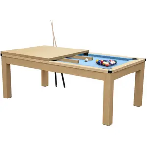 Comparateur de prix : RENDEZ VOUS DECO Table de billard convertible bois clair tapis bleu clair - Eddie TU