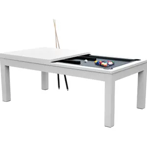 Comparateur de prix : Mister Babyfoot Table de Billard Eddie convertible blanche tapis gris
