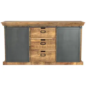 RENDEZ VOUS DECO Buffet en bois 3 tiroirs 2 portes coulissantes en métal - Tabuk TUVendu parcdiscount