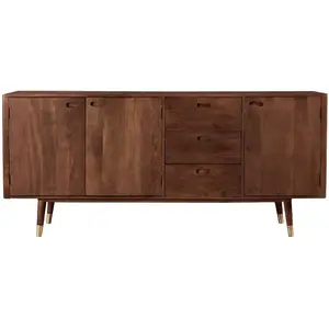 RENDEZ VOUS DECO Buffet en bois massif 3 portes 3 tiroirs et détails dorés - Colombo TU