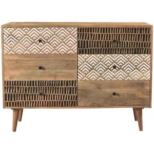 Rendez-Vous Déco Commode en bois 6 tiroirs à motifsVendu parcdiscount