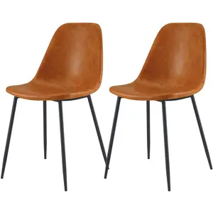 Rendez-vous Déco - Lot de 2 chaises en cuir synthétique camel - henrik pas cher