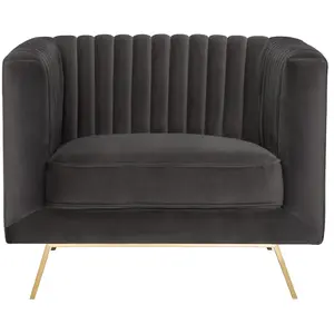 Rendez Vous Deco Fauteuil en velours gris - Gatsby TU pas cher