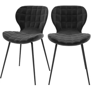 Rendez-Vous Déco Chaise en velours noir (lot de 2) pas cher