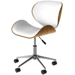 RENDEZ VOUS DECO Chaise de bureau pivotante en cuir synthétique blanc 79-91cm - baudoin pas cher
