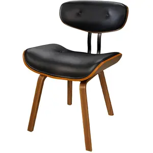Rendez-vous Déco - Chaise en pu noir et pieds en bois plié - pétrus pas cher