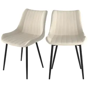 Rendez-vous Déco - Lot de 2 chaises en tissu beige et métal noir - killi