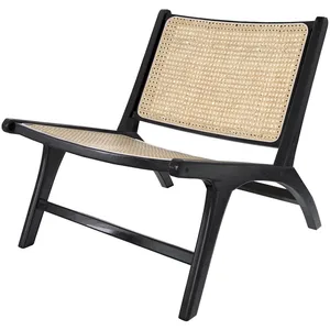 Rendez vous déco Fauteuil en Teck Noir et tressage cannage en rotinVendu parcdiscount