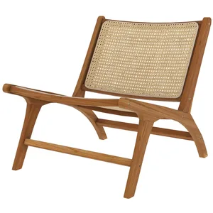 Rendez-vous Déco - Fauteuil en teck et tressage cannage en rotin - kilka pas cher