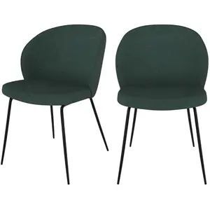 RENDEZ VOUS DECO Chaise verte en tissu bouclette et pied en métal (lot de 2) - Groom TU pas cher
