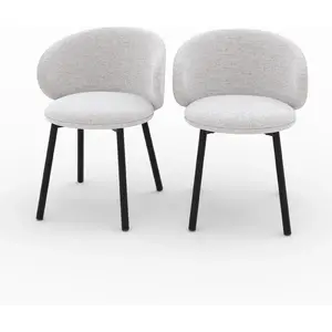 Rendez Vous Deco Chaise en tissu gris clair chiné pieds noirs (lot de 2) - Cécilia TU pas cher