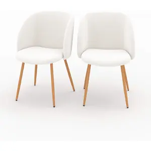 Rendez-vous Déco - Chaise en tissu bouclé beige (lot de 2) - swan pas cher