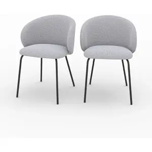 Rendez Vous Deco Chaise en tissu gris clair et pieds en métal noir (lot de 2) - Victoria TU pas cher