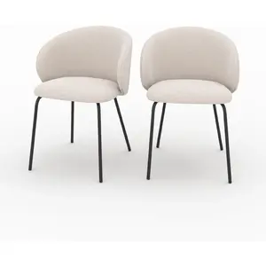 Rendez Vous Deco Chaise Victoria en tissu beige et pieds en métal noir (lot de 2) pas cher