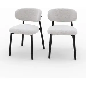 Rendez-Vous Déco Chaise en tissu gris clair chiné et pieds en métal noir (lot de 2) pas cher