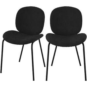 RENDEZ VOUS DECO Chaise en tissu bouclé noir et pieds en métal noir (lot de 2) - Iris TU pas cher