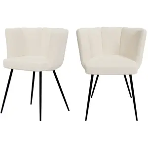 RENDEZ VOUS DECO Chaise en tissu bouclé beige et pieds en métal (lot de 2) - Cosette TU pas cher