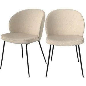 RENDEZ VOUS DECO Lot de 2 chaises en tissu bouclé beige et pieds en métal - groom Groom