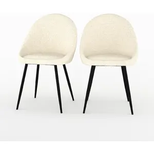 Rendez-vous Déco - Lot de 2 chaises en tissu bouclé blanc cassé - rona