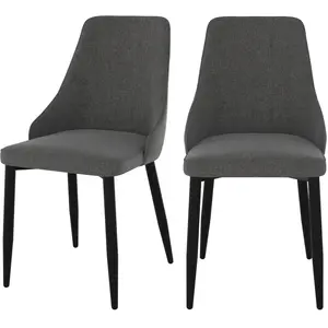RENDEZ VOUS DECO Lot de 2 chaises en tissu gris foncé et pieds en métal - pipo Pipo pas cher