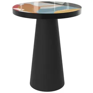 Rendez-Vous Déco Table d'appoint ronde en métal noir et multicolore D40,5 cm pas cher