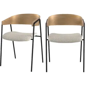 RENDEZ VOUS DECO Lot de 2 chaises en tissu bouclé blanc et bois de chêne - esmée Esmée pas cher