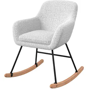 RENDEZ VOUS DECO Rocking-chair en tissu bouclé blanc - isola Isola pas cher
