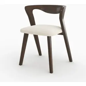 RENDEZ VOUS DÉCO Chaise en bois d'hévéa foncé et tissu bouclé crème - vega Vega pas cher
