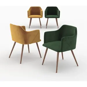 Comparateur de prix : Rendez Vous Deco Pack 4 chaises en velours jaune et vert - daisy Daisy