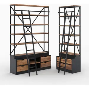 Rendez-Vous Déco Ensemble de 2 bibliothèques en bois et métal - kasi Kasi pas cher