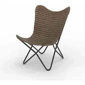 Rendez Vous Deco Fauteuil papillon en cuir de chèvre marron - octave Octave pas cher