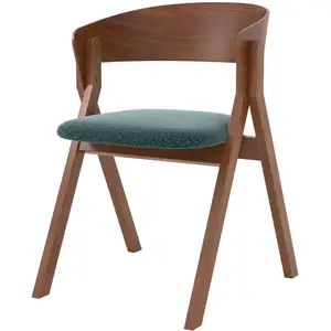 Chaise en bois d'hévéa et tissu vert chiné - Héloïse - Rendez-Vous Déco pas cher