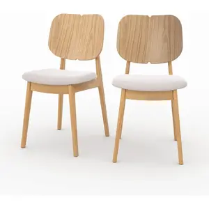 Comparateur de prix : Rendez-vous Déco - Lot de 2 chaises en bois clair et tissu beige - clyde