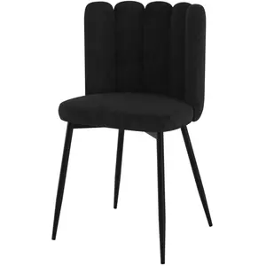 RENDEZ VOUS DECO Chaise en velours noir et peids en métal noir - Rosy TU pas cher