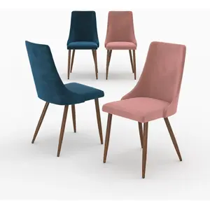 Pack 4 chaises en velours bleu et rose - vinni Vinni pas cher