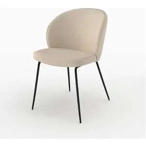Chaise en tissu bouclé beige et pieds en métal - groom Groom pas cher